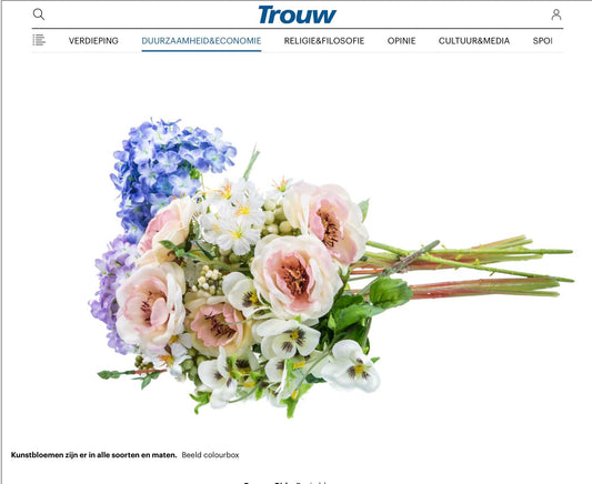 Kunstbloemen in Trouw: een erkenning van ons duurzame alternatief
