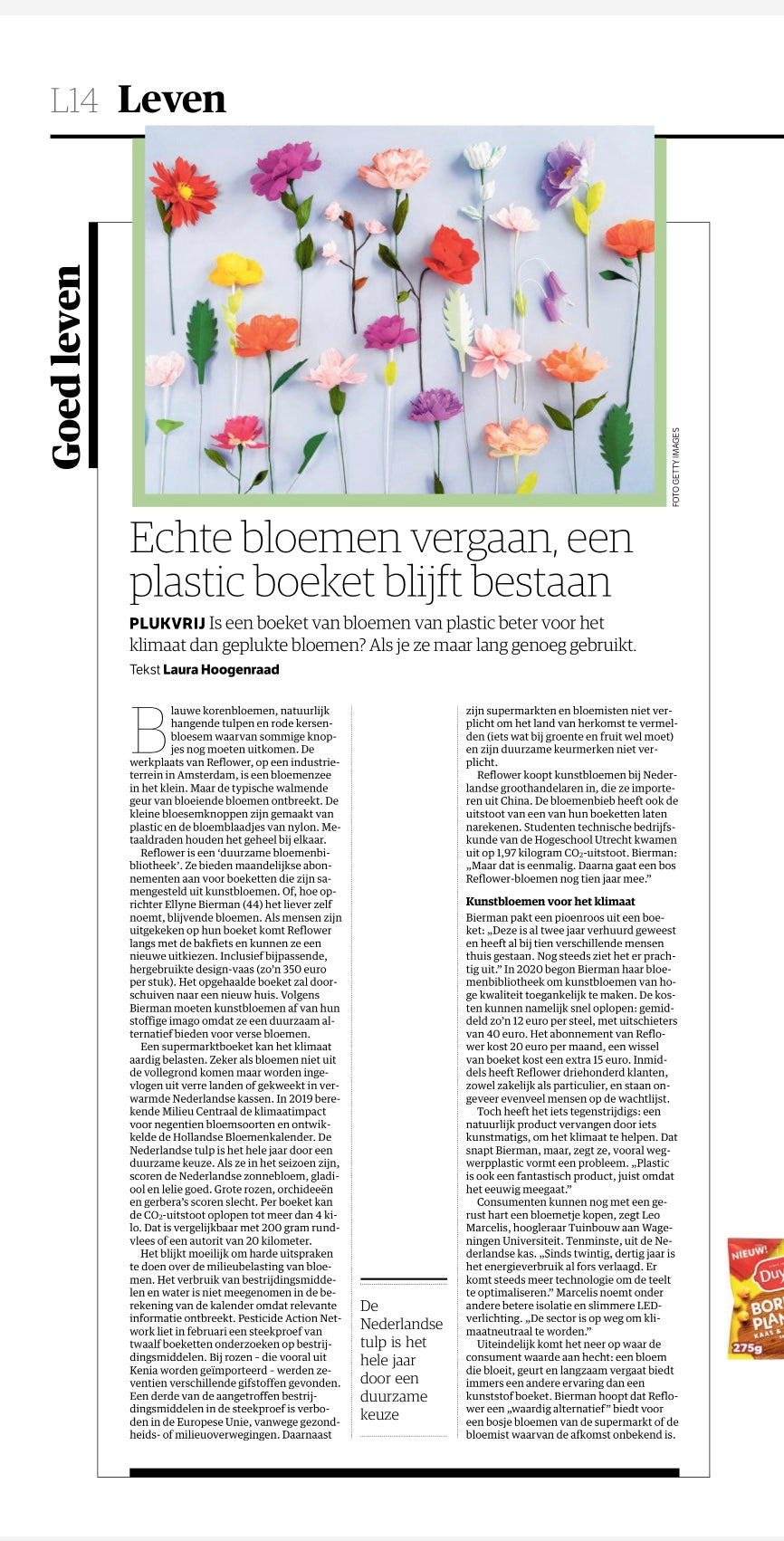 NRC: Echte bloemen vergaan, een plastic boeket blijft bestaan