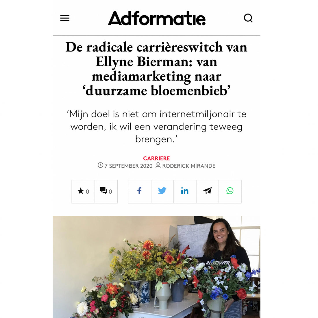 Adformatie artikel Reflower Ellyne Bierman
