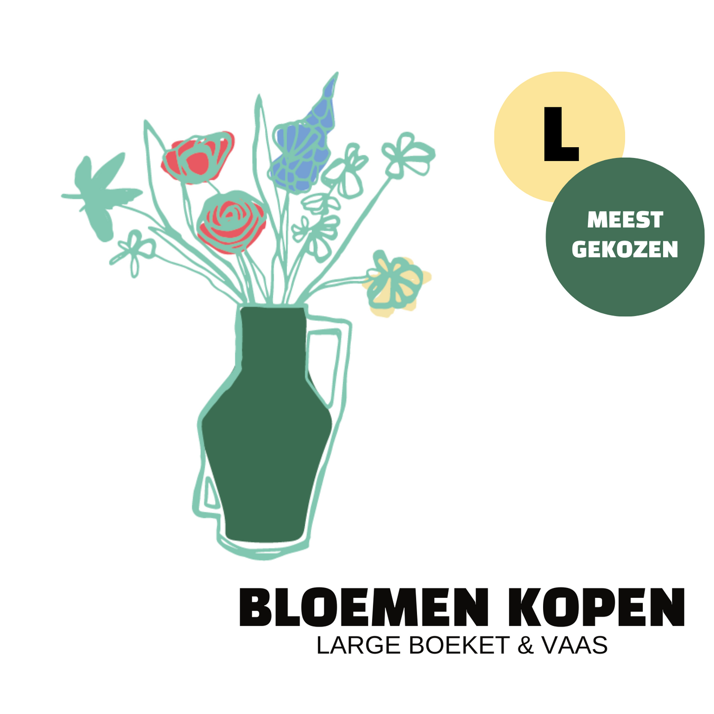 Large boeket inclusief vaas | €400