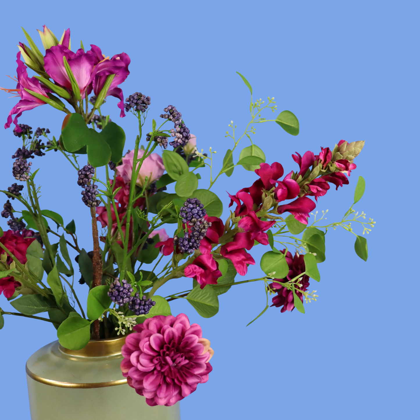 L - Jynthe | Groene flamingovaas met kunstbloemen | Large