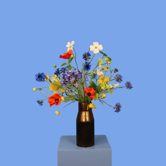 M - Quinten | Vintage vaas met kunstbloemen | Medium