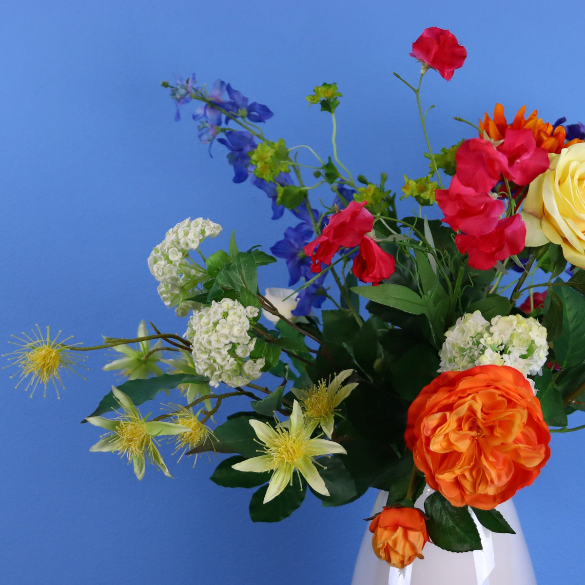 L - Violette | Tica glazen vaas met kunstbloemen | Large