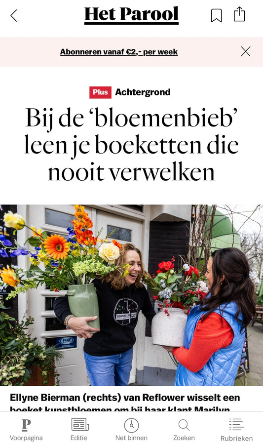 Het Parool: Bij de ‘bloemenbieb’ leen je boeketten die nooit verwelken