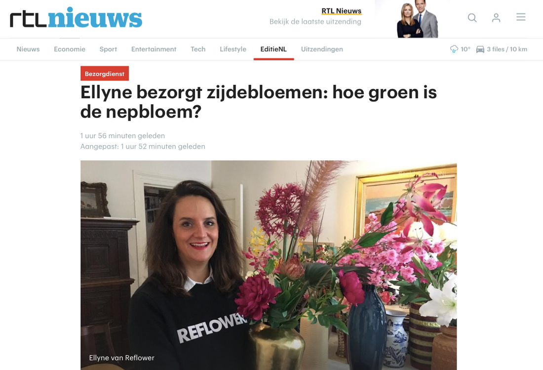 RTLnieuws.nl : Ellyne bezorgt zijdebloemen: hoe groen is de nepbloem?