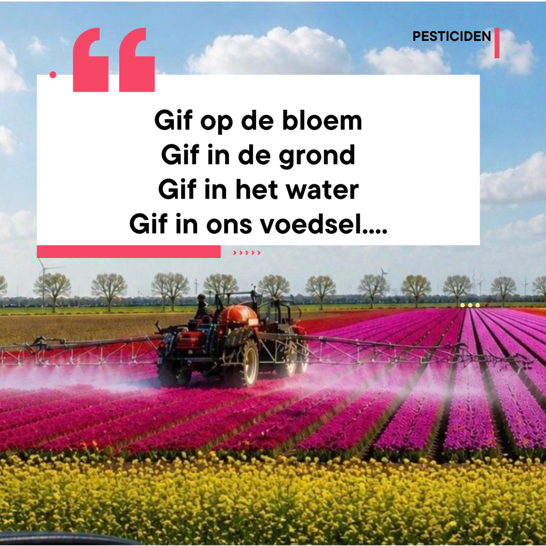 Gif op de bloem. Gif in de grond. Gif in het water.