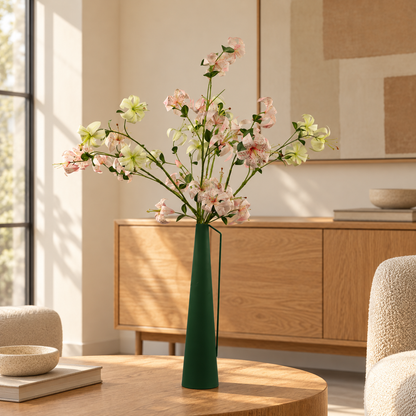Kunstboeket Marsja in slanke donkergroene Pols Potten vaas, maat L – Reflower, abonnement op kunstbloemen