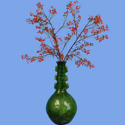 Kunstboeket Bobje in groene glazen vintage vaas met geribbelde hals, maat XL – Reflower, abonnement op kunstbloemen
