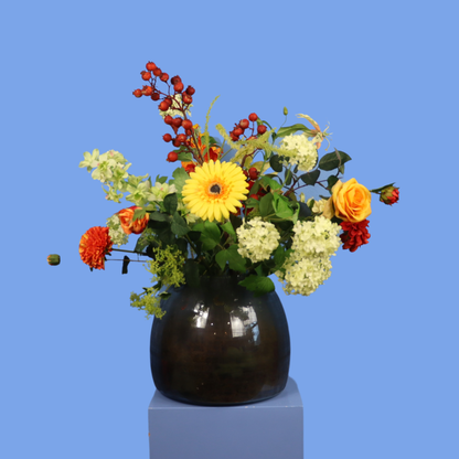 L - Lana | Pols Potten glazen bol vaas met kunstbloemen | Large