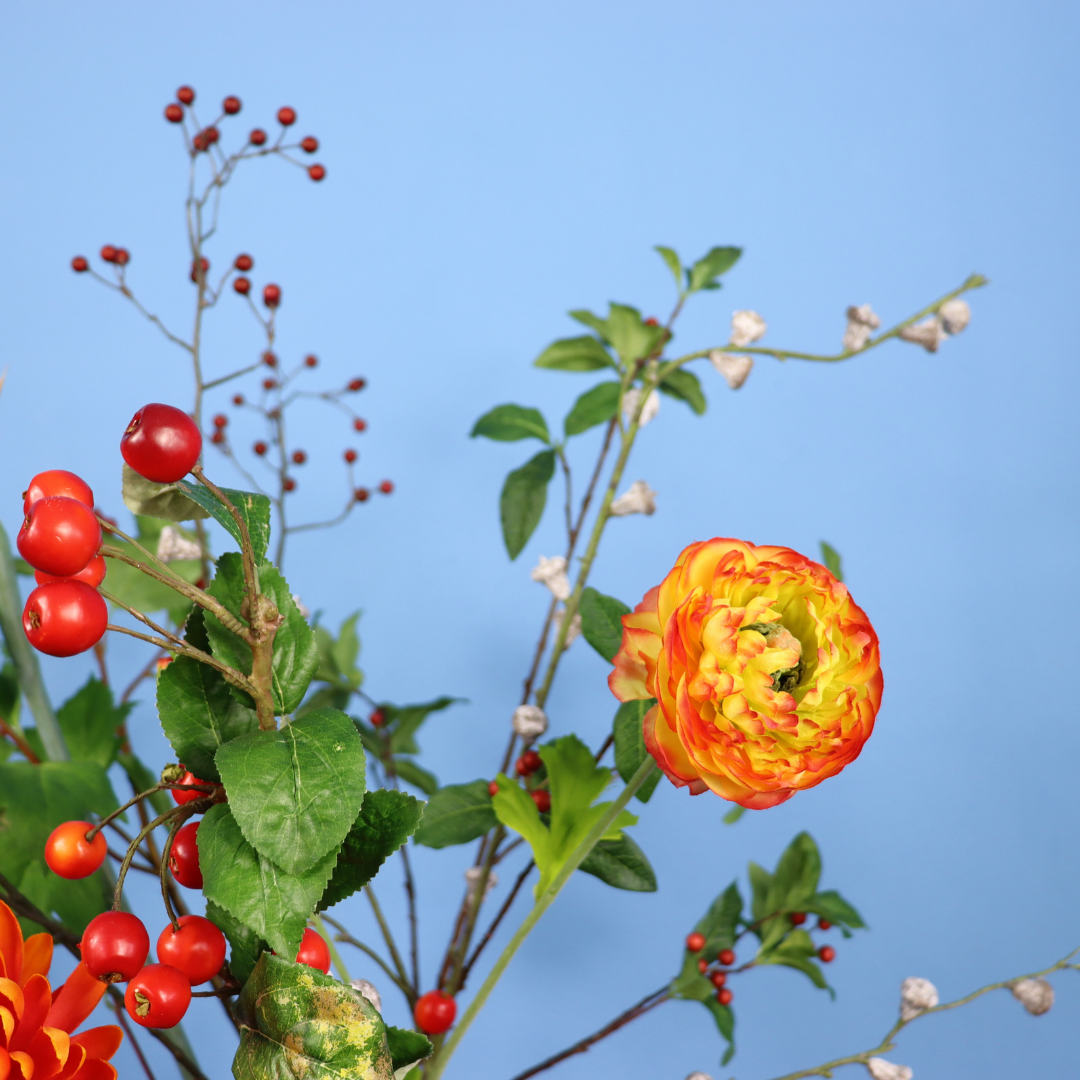 Kunstboeket Brenda in roestbruine metalen Pols Potten kan met oor, maat L – Reflower, abonnement op kunstbloemen