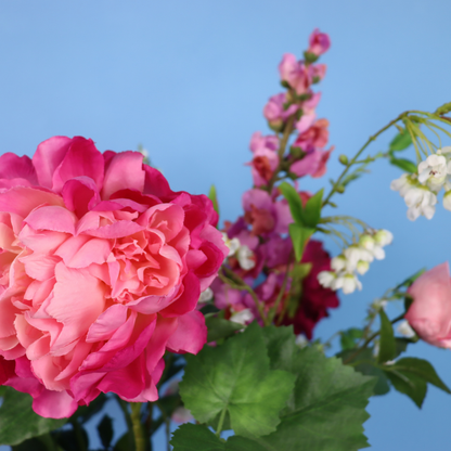 Kunstboeket Robby in oudroze Pols Potten vaas met golfribbels, maat XL – Reflower, abonnement op kunstbloemen