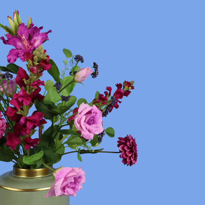 L - Jynthe | Groene flamingovaas met kunstbloemen | Large