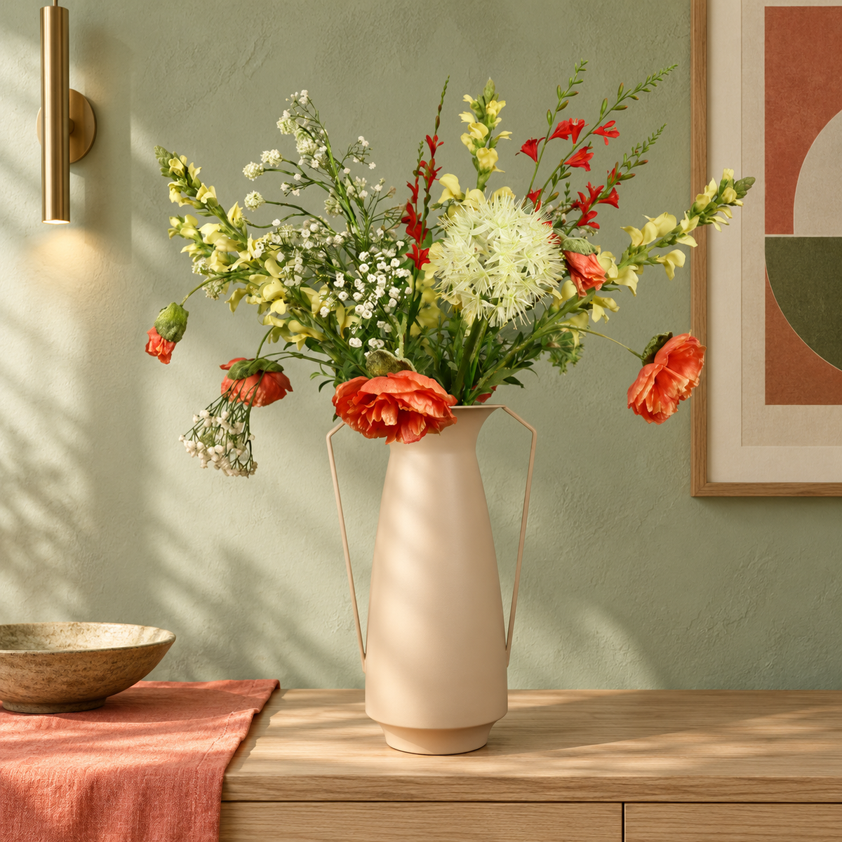 XL - Bellin | Pols Potten vaas met kunstbloemen | XL
