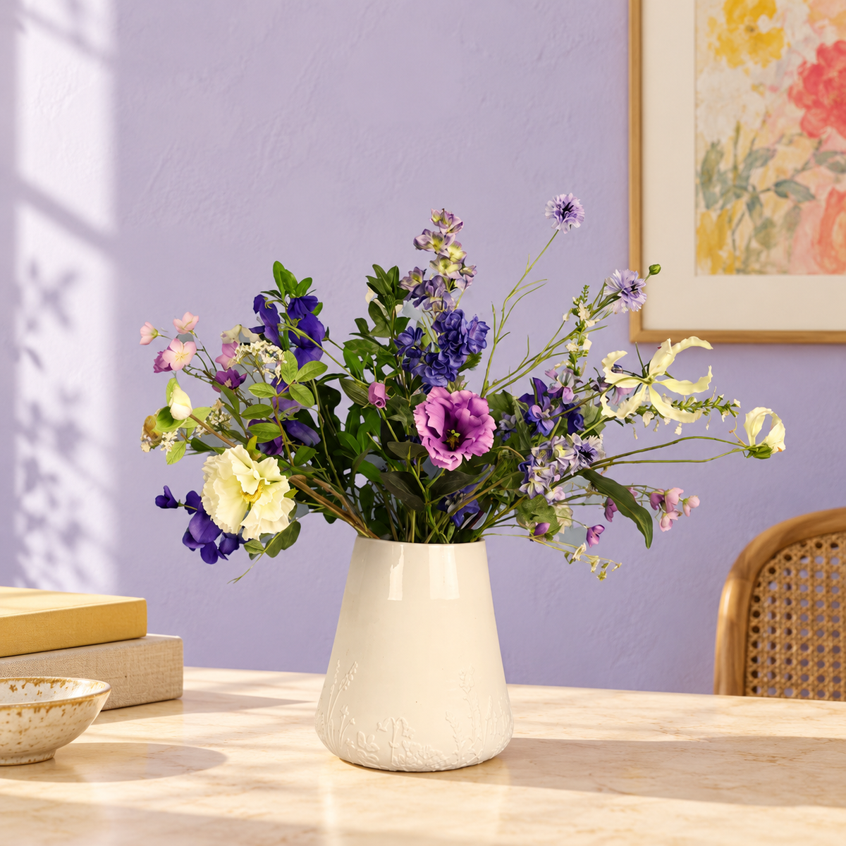 L - Lea | Räder vaas met kunstbloemen | Large