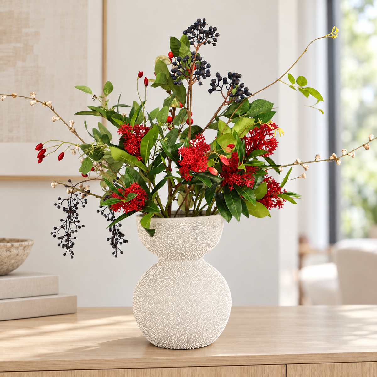 L - Octaaf | Pols Potten vaas met kunstbloemen | Large