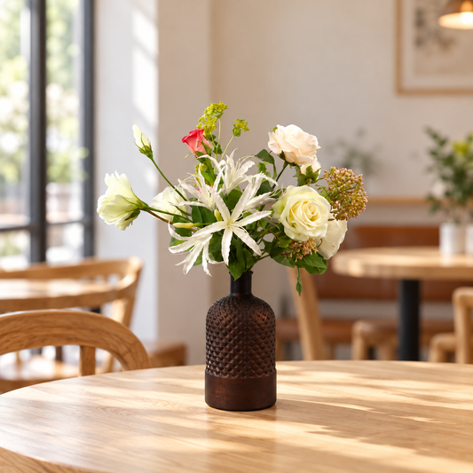 M - Sammy | Glazen vaas met kunstbloemen | Medium