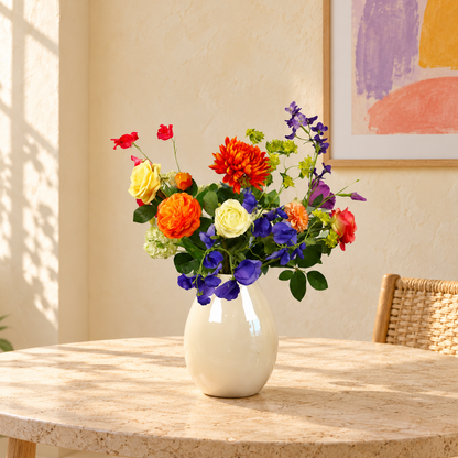L - Violette | Tica glazen vaas met kunstbloemen | Large