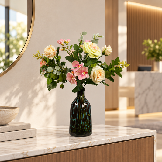 M - Colin | Glazen vaas met kunstbloemen | Medium