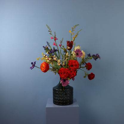 M - Medina - Glazen vaas met ribbelstructuur