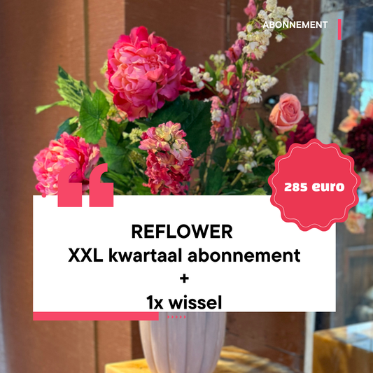 Reflower kwartaalabonnement XXL – kunstbloemen inclusief designvaas